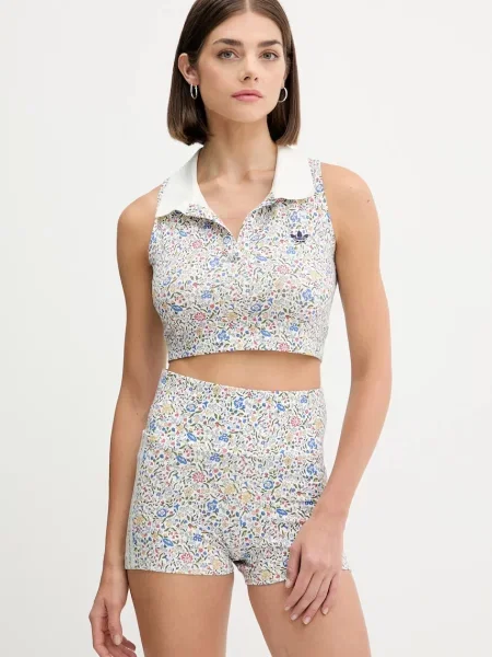 Krótka koszulka polo bez rękawów adidas Originals x Liberty London białe