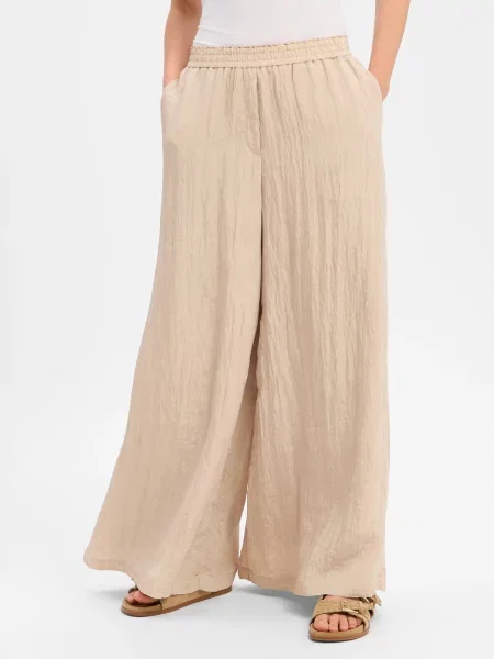 S.Oliver Black Label Spodnie Z Marszczeniami beige czarne