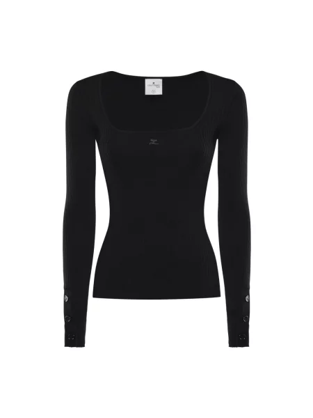 Dzianinowy sweter Courreges czarny
