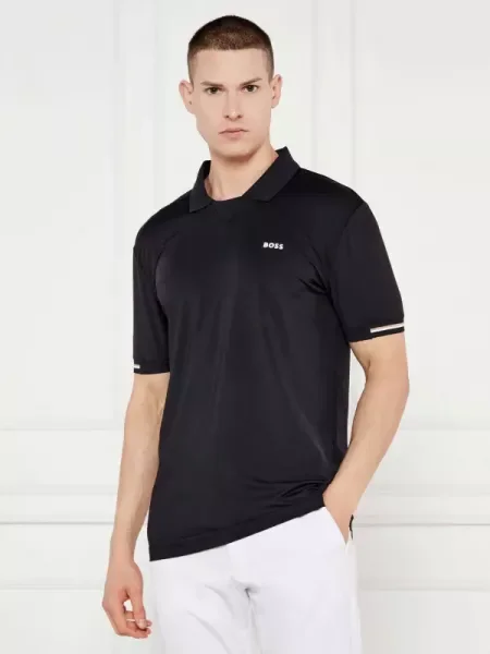 BOSS GREEN Polo Palle Mesh | stretch negru