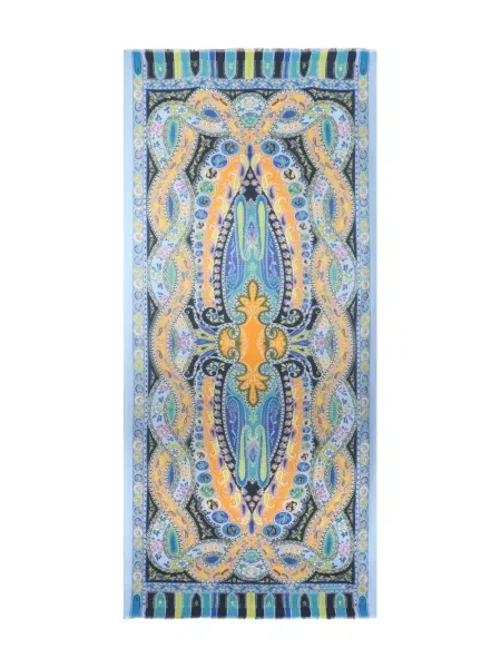Fular Etro cu imagine cu model paisley albastru