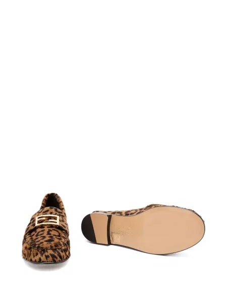 Pantofi loafer Fendi cu imagine cu model leopard maro