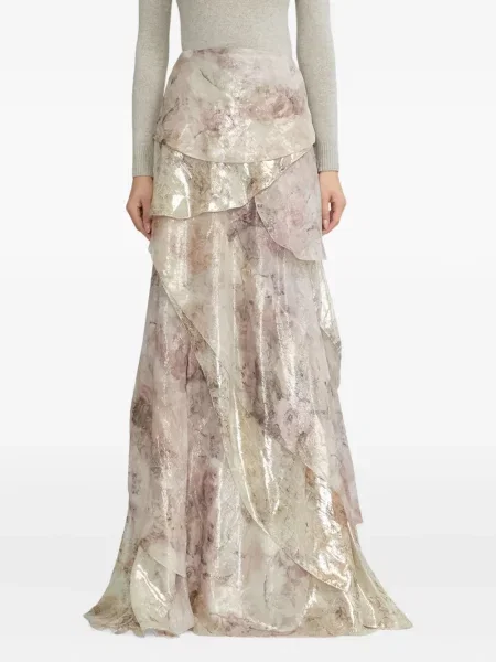 Fustă Ralph Lauren Collection cu model floral cu volane