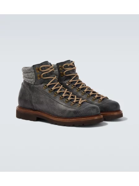 Botine Brunello Cucinelli din piele albastru