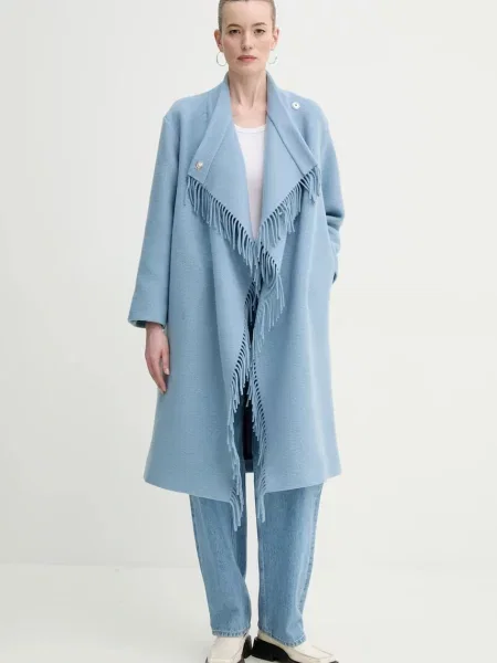 IRO palton de lana femei de tranzitie albastru