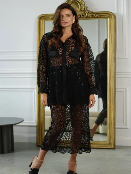 Спідниця міді Alnest тканина чорний