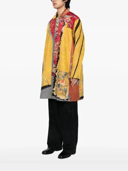 Palton By Walid de mătase galben