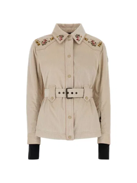 Geacă Moncler Grenoble de catifea cord alb