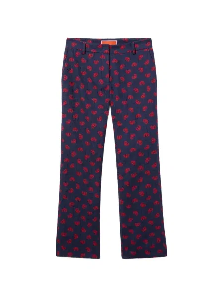 Pantaloni La Doublej cu model floral albastru