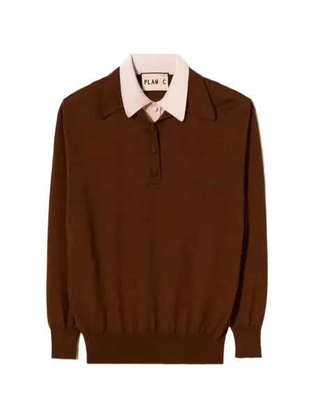 Gulerat tricou polo Plan C maro