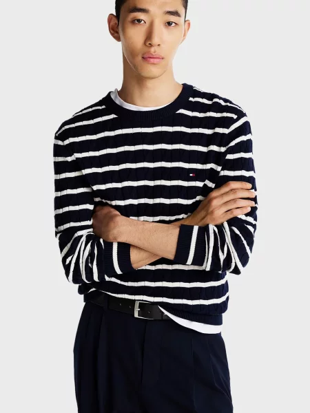 Смугастий класичний светр Tommy Hilfiger з круглим вирізом