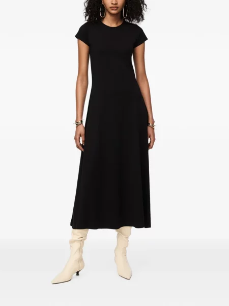 Rochie midi Another Tomorrow în linie A negru