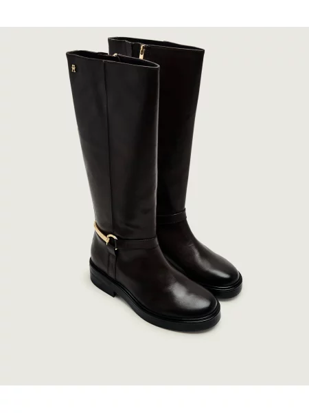 Tommy Hilfiger De piele cizme de echitație maro