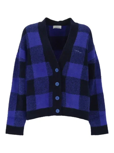 Cardigan Off-white de lână în carouri alb