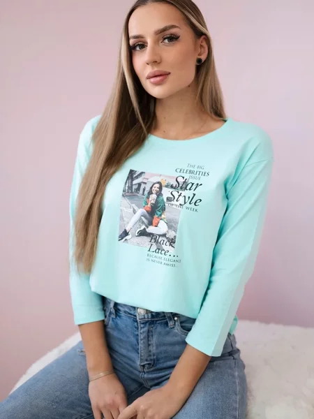 Bluzka Kesi z nadrukiem biała