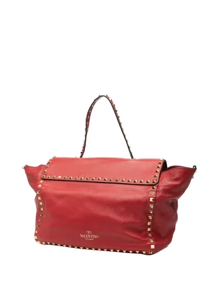 Kožená trapéz kabelka satchel Valentino Garavani Pre-owned červená