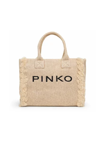 Shopperka Pinko pleciona beżowa