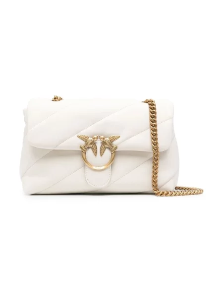 Torebka crossbody Pinko klasyczna z owczej skóry biała