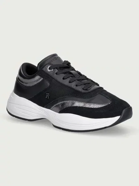 Tommy Hilfiger TH MODERN SPORTY RUNNER LEATHER sneakers pentru femei din piele negru