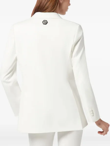Sacou Philipp Plein cu broderie din satin alb