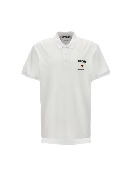 Koszulka polo Moschino w serca biała