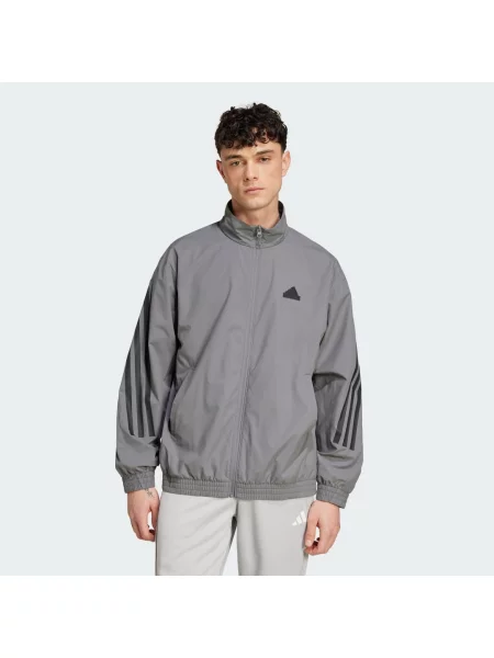 Kurtka Adidas w paski do biegania szara