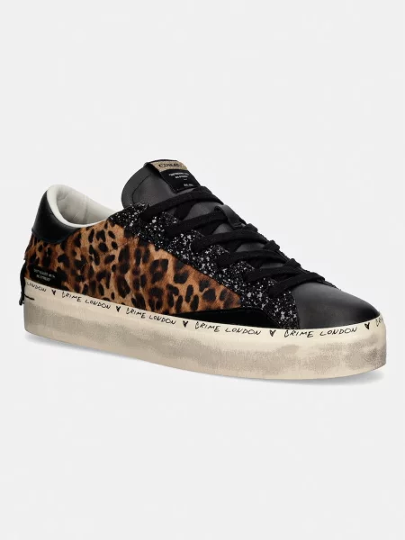 Crime London DISTRESSED PLATFORM sneakers pentru femei din piele maro