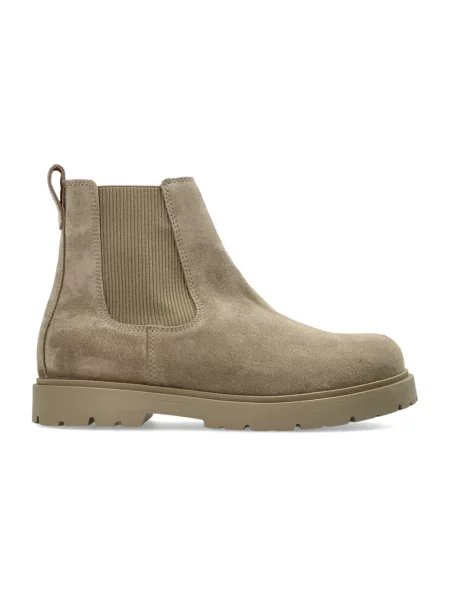 Botki Birkenstock zamszowe wsuwane beżowe
