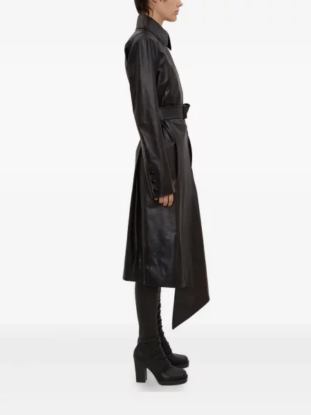 Кожено палто Olivier Theyskens черно