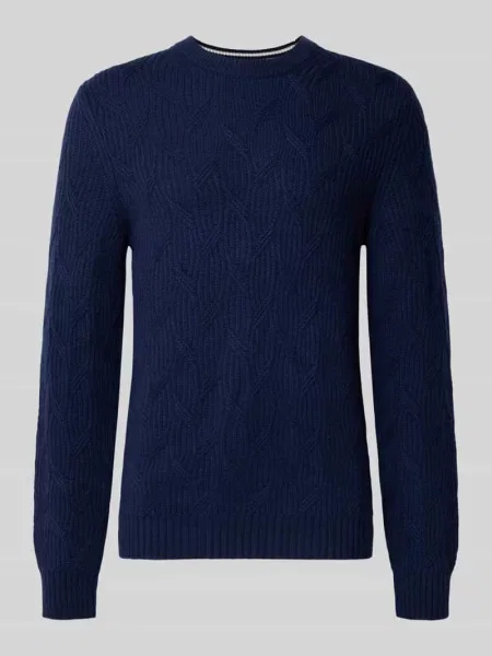 Sweter z dzianiny z domieszką kaszmiru Christian Berg Men granatowy