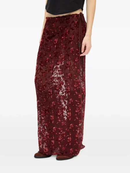 Fusta maxi Ann Demeulemeester de catifea roșu