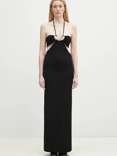 Coperni rochie Knitted Halter maxi mulata negru