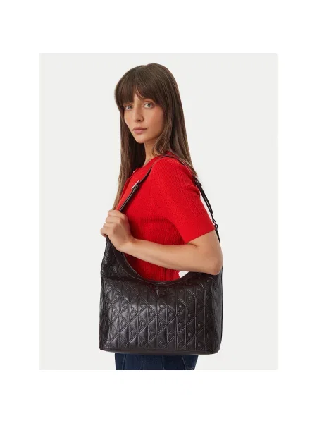 Geantă Calvin Klein Emblem Aop Debossed Medium Shbag maro