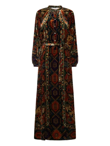 Rochie maxi Pierre-louis Mascia cu imprimeu geometric de costum negru