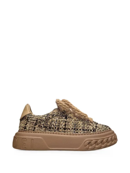Sneakerși Casadei din tweed chunky maro