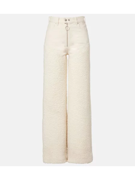 Szerokie spodnie Cordova wełniane białe
