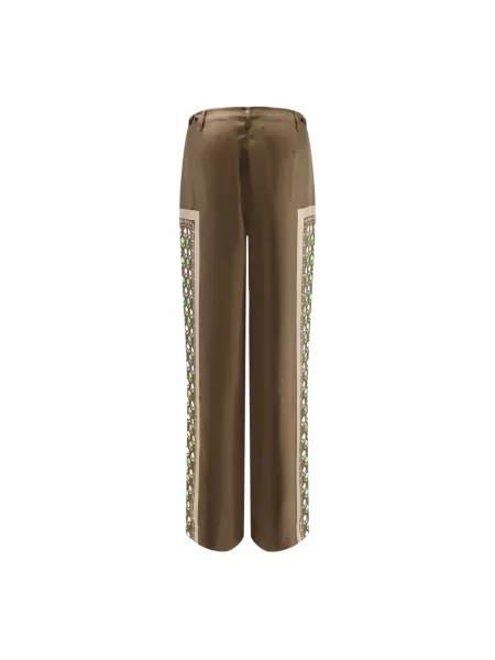 Satynowe spodnie Tory Burch brązowe