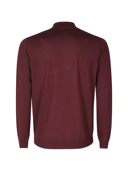 Lung tricou polo Paolo Pecora de lână roșu