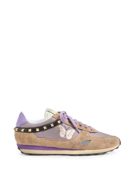 Sneakerși Valentino Garavani cu broderie din piele violet