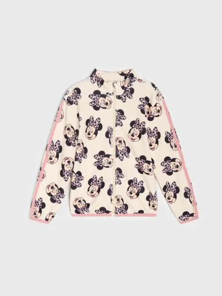 Sinsay Rozepínací flísová mikina se stojáčkem Minnie Mouse béžová