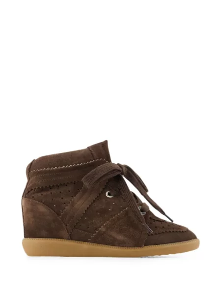 Sneakerși Isabel Marant din piele de căprioară cu pană maro