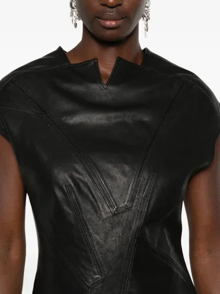Rochie Yehuafan din piele de costum negru