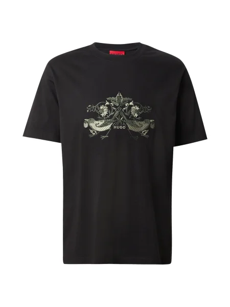 HUGO Tricou Denrith oliv / verde pastel negru