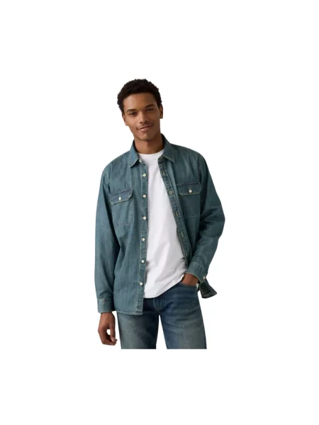 Koszula jeansowa o kroju regular fit z na piersi model ‘JACKSON WORKER’ Levi's niebieska