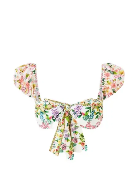 Top Camilla wiązany biały