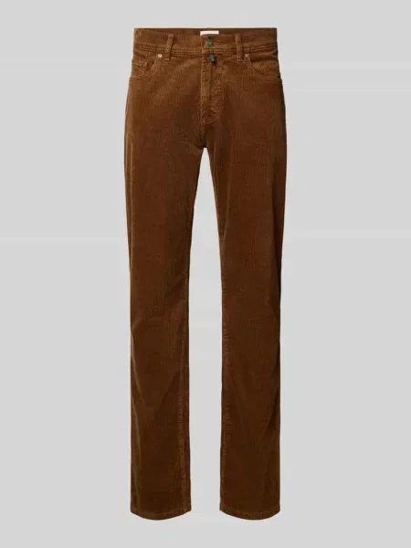 Spodnie sztruksowe o kroju straight fit z elastycznej mieszanka bawełny model Laval' Pierre Cardin beżowe
