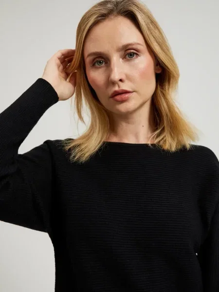 Pulover Moodo cu mânecă liliac negru