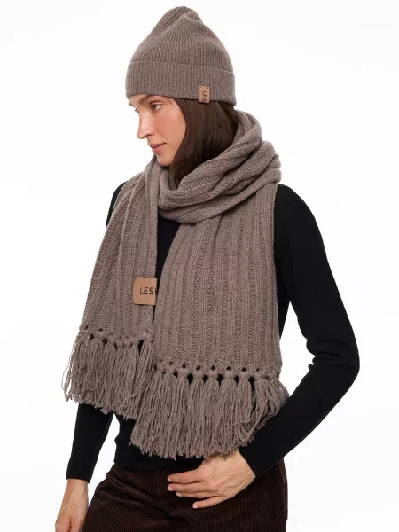 LE SH KA headwear LE SH KA шарф з додаванням кашеміру Brown Cashnere Scarf коричневий