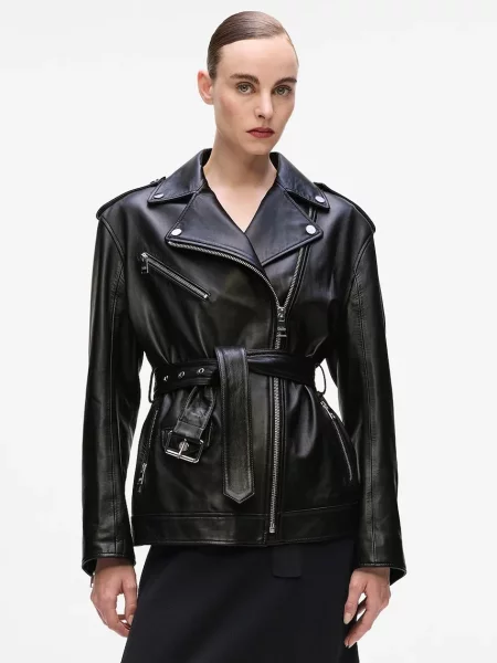 Karl Lagerfeld geacă de piele de tranziție negru