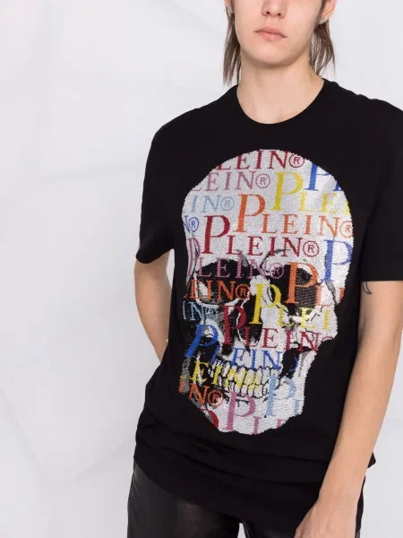 Krátké tričko Philipp Plein s potiskem černé